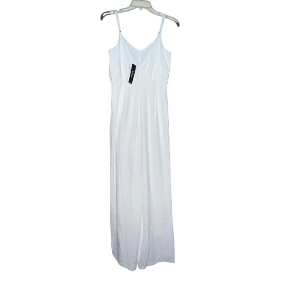 Lulus Flawless Pose White V-Neck Sleeveless Wide-Leg Jumpsuit Sz Small Womens Wh - Picture 7 of 11